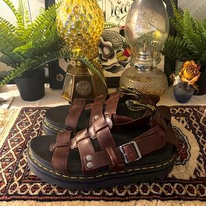 Dr. Martens sandals, dark brown fisherman sandals, size 8 air wair